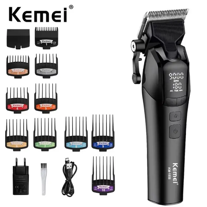 Kemei-cortadora de pelo profesional para hombre, maquinilla eléctrica para cortar el pelo, recargable, inalámbrica, Máquina para cortar cabello, 9000RPM - 1