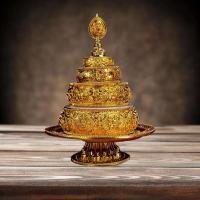 Tibetan Buddhist Offering Supplies Table Centerpiece Carved Desk Manza Dish for Bedroom Living Room Home Dining Room Desk