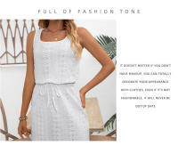 Vestido sin mangas de jacquard de punto hueco con cuello en U para mujer - details 10
