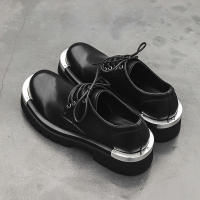 Suela gruesa de acero que aumenta los zapatos de cuero, zapatos de cabeza grande de cuero genuino para hombres - details 14
