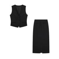 TRAFZA-Chaleco informal de lino y algodón para mujer, prenda de vestir con cuello en V, elegante, sin mangas, para verano - details 2