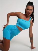 Sujetador Deportivo Para Correr De Un Hombro, Color Sólido De Secado Rápido Acanalado Transpirable, Entrenamiento De Yoga y Fitness - details 9