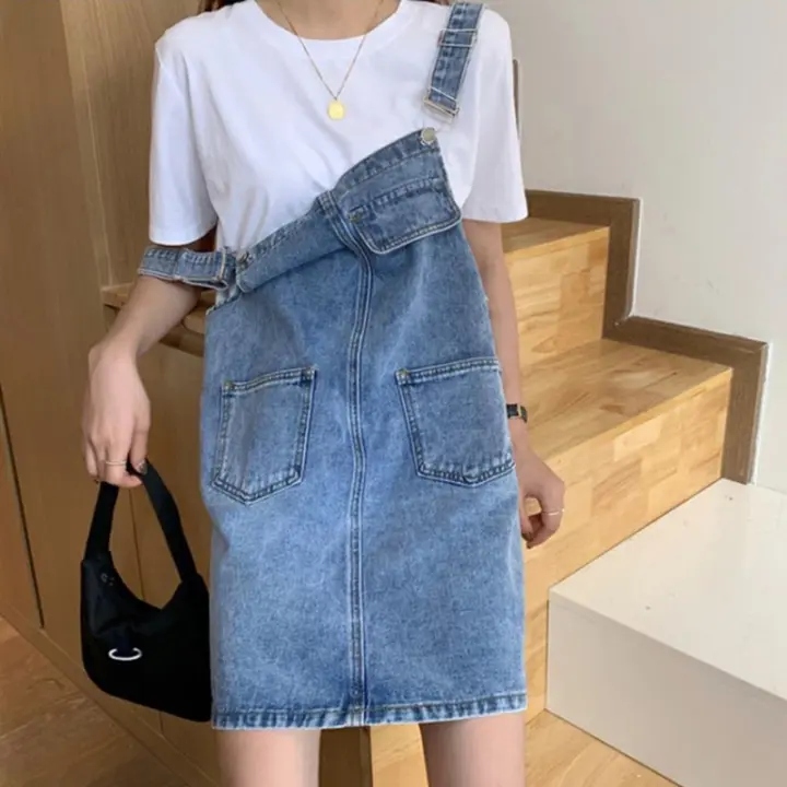 Rimocy 2024 verano Denim vestido general mujeres coreano sin mangas Jeans vestidos femeninos Casual suelta Spaghetti Strap Mini vestido - 1