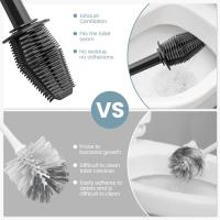 Escobillas de Baño Negro Escobillero de Silicona, Cepillo Toilet Plana de Mango Largo, Escobilla WC Silicona, sin Esquinas Muertas, Montado en la Pared y Vertical para el Baño (Negro) - details 2