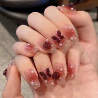 Pack de 24 piezas uñas removibles media y larga manicura parche uñas postizas - details 11