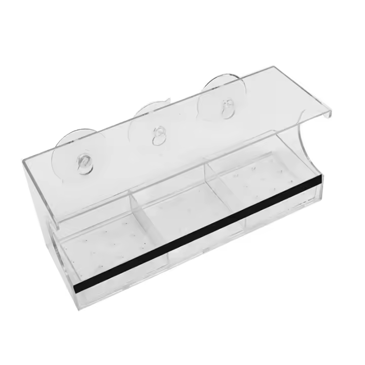 Alimentadores de pájaros de ventana con ventosas fuertes, alimentador de pájaros transparente para exteriores, casa de pájaros con elevador, 3 bandejas de compartimentos - 1