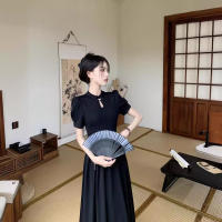 Nuevo vestido cheongsam chino mejorado con cuello levantado para mujer con sensación de lujo en verano, corto estilo Hepburn - details 0