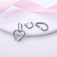 Pendientes de aro de Plata de Ley 925 para mujer, aretes con forma de corazón, luna y estrella, regalos de joyería - details 20