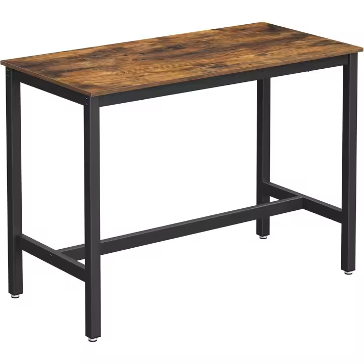 Mesa de Bar, Mesa de Cocina Industrial, Mesa de Comedor con Marco de Metal sólido, para cócteles, Bar, Bodega, Restaurante, Sala de Estar, Aspecto de Madera, 120 x 60 x 90 cm LBT91X - 1
