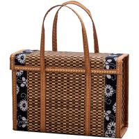 Cesta tejida de mimbre para Picnic, bolsa de almacenamiento plegable con asa para fruta, comida, compras, cesta de Bambú - details 0