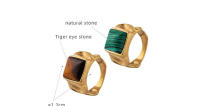 Anillo personalizado ligero de lujo con incrustaciones de piedra de arce de titanio de ojo de tigre natural apilable - details 0