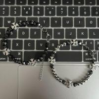 Pulsera con colgante de cruz de hip-hop versátil con cuentas de piedra biliar negra de moda para hombres - details 1