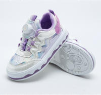 Classmate 2025 primavera y verano nueva superficie de cuero de microfibra niñas zapatos de junta moda botón giratorio lentejuelas mariposa princesa zapatos - details 10