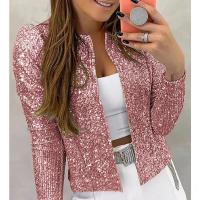 Chaqueta de Lentejuelas Versátil de Moda Manga Larga, Cuello Abierto, Brillo - details 2