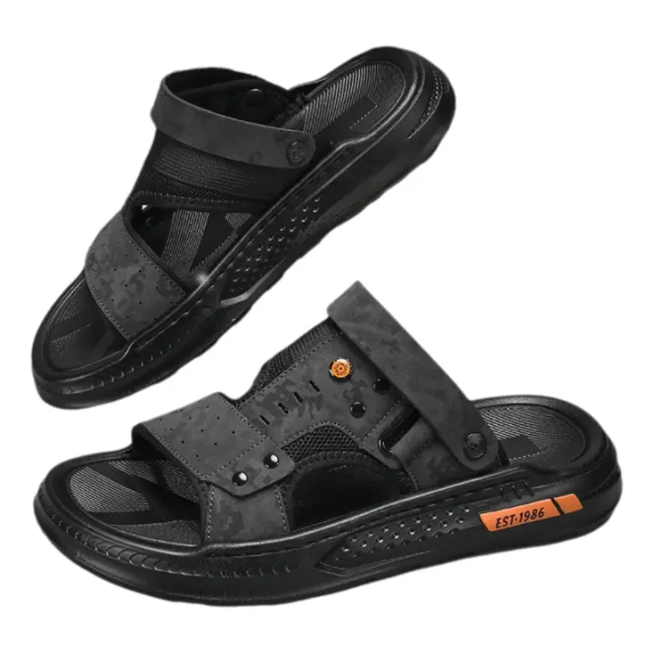 Sandalias de verano 2025 para hombre Uso doble, resistentes al desgaste, antideslizantes, para conducir, para jóvenes, zapatos de playa - 1