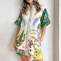 Conjunto de pantalones de moda casual con estampado elegante para mujer, primavera 2025, manga tres cuartos - details 2