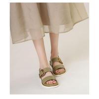 Sandalias con hebilla de una palabra, prendas de vestir exteriores para mujer, nueva plataforma, zapatos romanos de cuña de moda versátiles - details 4