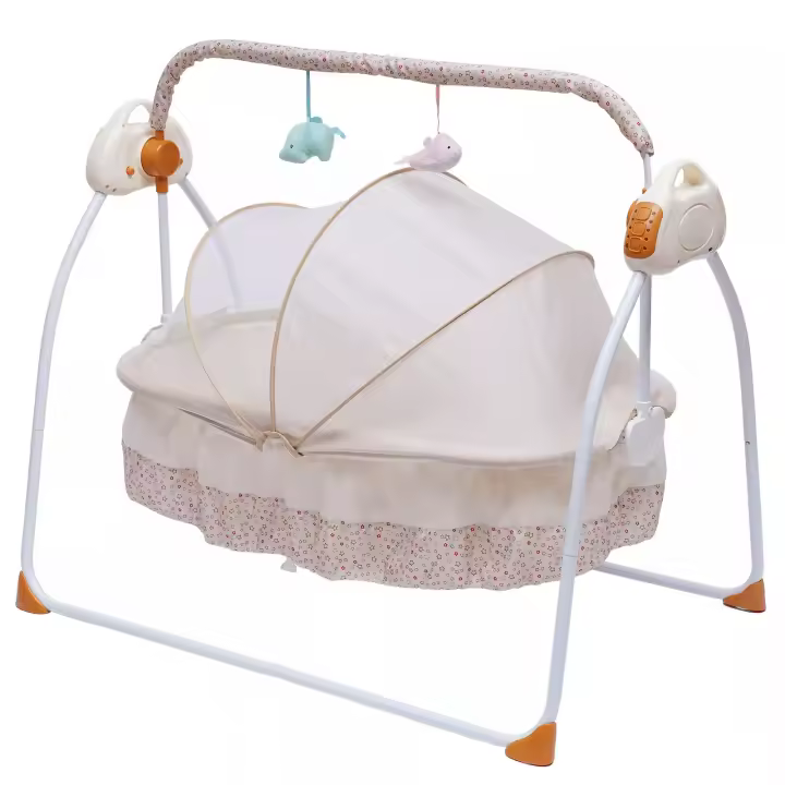 Cuna Eléctrica para Bebé Cesto de Rocking con Temporizador y Control Remoto Khaki - 1