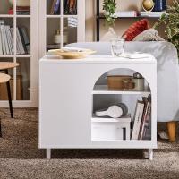 Mesa Auxiliar con 2 Estantes Consola Mesita de Noche con Ruedas Mesa Blanca Mesita 70 x 35 x 60 cm FBT34-W ES - details 42