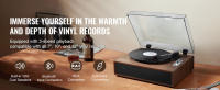 SucceBuy Tocadiscos de vinilo, 3 velocidades, tocadiscos accionado por correa con altavoces estéreo incorporados de 10 W, cartucho magnético, compatible con 33/45/78 RPM Bluetooth Aux en salida RCA, para discos de vinilo de 7/10/12 pulgadas - details 0