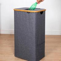 Cubo de reciclaje plegable para bebidas, cesta de lactancia con botella de bambú de gran tamaño, con bolsa interior - details 0