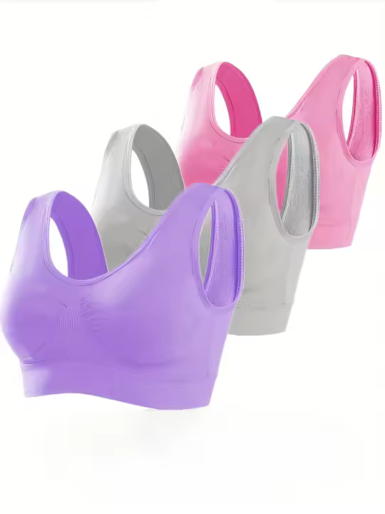 3 sujetadores deportivos cómodos, delgados y sin relleno para mujer, sujetadores firmes de una capa sin aros, camiseta interior - 1