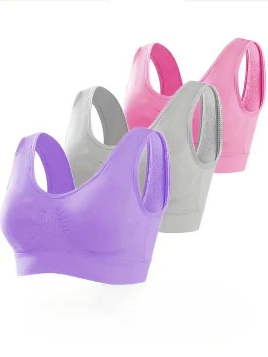 3 sujetadores deportivos cómodos, delgados y sin relleno para mujer, sujetadores firmes de una capa sin aros, camiseta interior - 1