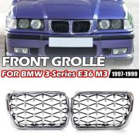 Para E36 3 Series 1997-1999 rejilla de coche estilo diámetro riñón ABS capó delantero parrilla Sier 51138195152 51138195151 piezas - details 0
