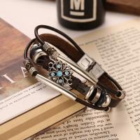 pulseras y brazaletes de flores Vintage, pulsera bohemia de cuero de múltiples capas 2019 para mujer y hombre, regalos de joyería Punk para mujer - details 4