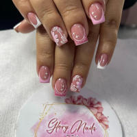 24 Piezas De Uñas Postizas Cortas Cuadradas Estilo Francés Con Flores + 1 Pegamento + 1 Lija Para Uñas - details 4