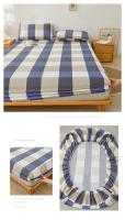 Bonenjoy-sábana ajustada de estilo a cuadros para el hogar, cubierta de cama transpirable, ropa de cama suave con banda elástica, sin funda de almohada, 1 unidad - details 0