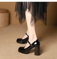 Nuevo temperamento francés tacones gruesos tacones altos zapatos de mujer - details 14
