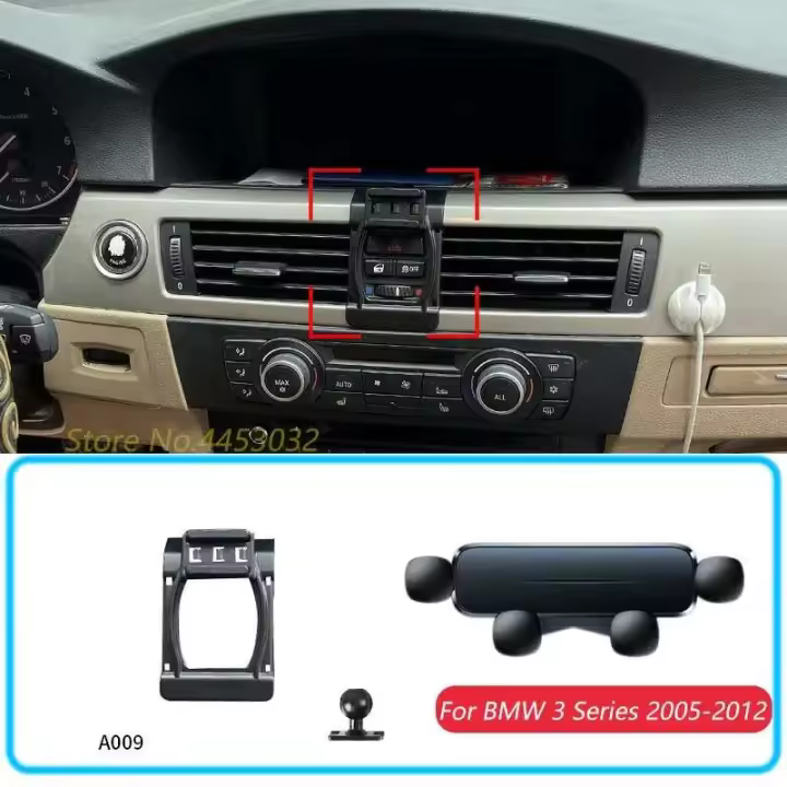 E90 3 Series 2005-2012 Soporte móvil de instalación horizontal GPS por gravedad para teléfono de coche con accesorios de base - 1