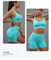 Conjunto de 2 uds de Yoga para mujer, sujetador con espalda hueca + pantalones cortos deportivos para levantamiento de cadera, conjunto de gimnasio sin costuras, ropa deportiva, chándal - details 23