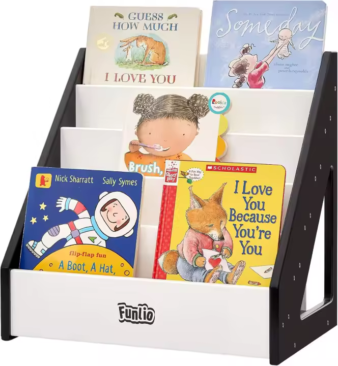 Estantería Montessori Premium para Niños de 1 a 5 Años Estantería Frontal con Asa y Dispositivo Antiinclinación Estantería de Pino para Librería Infantil Aprobada por CE&CPC - 1