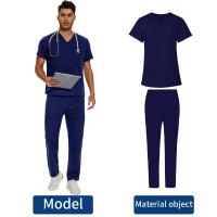 Top exfoliante con cuello en V + pantalón médico, ropa de enfermería, uniformes médicos de S-3XL, disfraz de médico de dentista de manga corta, Tops y pantalones de enfermera - details 45
