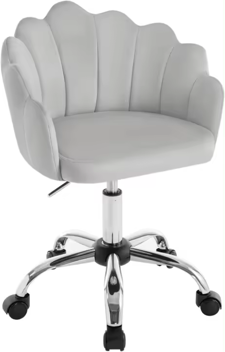 Silla Escritorio, Silla Oficina Giratoria, Silla Escritorio con Ruedas, Silla Ergonómica de Terciopelo con Respaldo, Sillón Lounge de Tocador y Estudio, Patas de Metal - 1