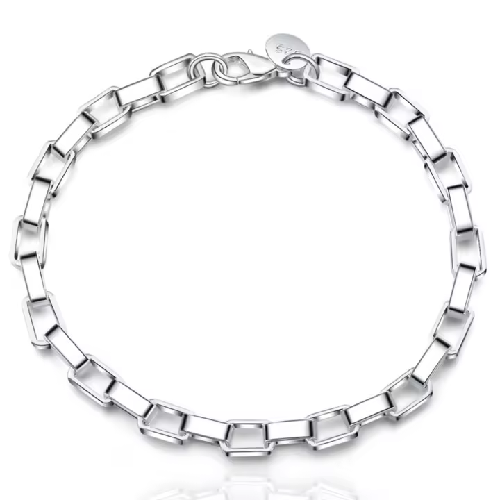 Pulsera de plata para hombres y mujeres, pulsera de cadena de 8 pulgadas, regalo de joyería - 1