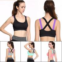 Sujetador deportivo de copa completa para mujer, Top transpirable a prueba de golpes con espalda cruzada, Push Up, sujetador de entrenamiento para gimnasio, correr, trotar, Yoga, Fitness - details 3
