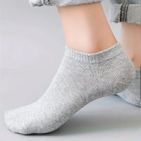 5 pares de calcetines unisex de algodón hasta el tobillo - Color liso, tejido, calcetines bajos cómodos para el día a día para hombres y mujeres - details 6