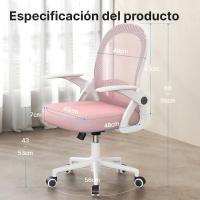 Silla de Escritorio Ergonómica con Malla Transpirable, Reposabrazos Abatibles, Silla para Ordenador de Altura Regulable, Silla Giratoria de 360 ° , Gris - details 39