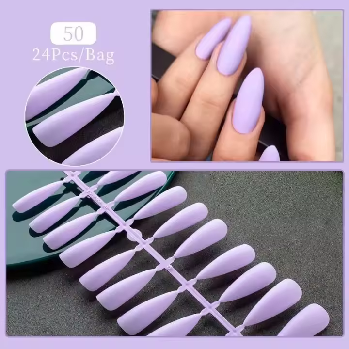 Arte de Uñas de Diseño Abstracto de Mariposa Prensa de Uñas Sin Pegamento, 24 Piezas, Estilo Luna/Sol/Venus Desnuda - 1