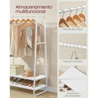Recibidor con 2 Estantes, 6 Ganchos en Forma de S, Marco de Acero, para el Dormitorio, Marrón Rústico y Negro Mate RGR112B01 - details 11