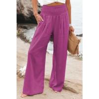 Primavera y verano, superventas, ropa para mujer, nuevos pantalones casuales de pierna ancha tejidos de algodón y lino, pantalones de pierna ancha para playa para mujer - details 9