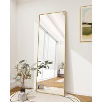 pie grande de 140 x 40 cm, espejo de cuerpo entero con marco de aluminio, para dormitorio, salón y cuarto de baño, dorado - details 7
