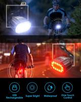 Juego de luces de bicicleta recargables por USB, luz trasera LED superbrillante delantera y trasera de 350 lúmenes, resistente al agua IPX5, 4/6 modos, memoria de modo - details 3