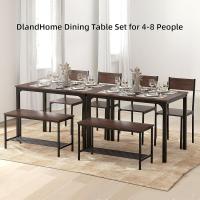 Juego de comedor de 4 piezas con mesa, 2 sillas y 1 banco. Conjunto de muebles de cocina de madera con estructura de acero. - details 16