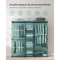 Armario, Perchero, Guardarropa, con Barras, Vestidor, Estantes de Tela, Marco de Metal, 182 x 43 x 182 cm, Topo RYG037R02 - details 2