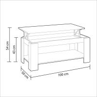 Mesa Centro con Revistero Elegante Acabado en Blanco Artik Medidas: 102 cm (Largo) x 43/54 cm (Alto) x 50 cm (Fondo) - details 16