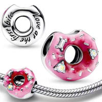 Pulsera de plata para fabricación de joyas, cuentas brillantes en forma de donut - details 1